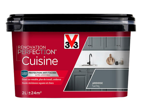 V33 PEINTURE - Peinture rénovation Cuisine - Ardoise - Satin - 2L - large