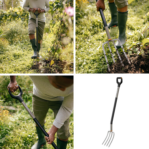 FISKARS - Fourche à bêcher ergonomique - Acier forgé - 1323mm - large