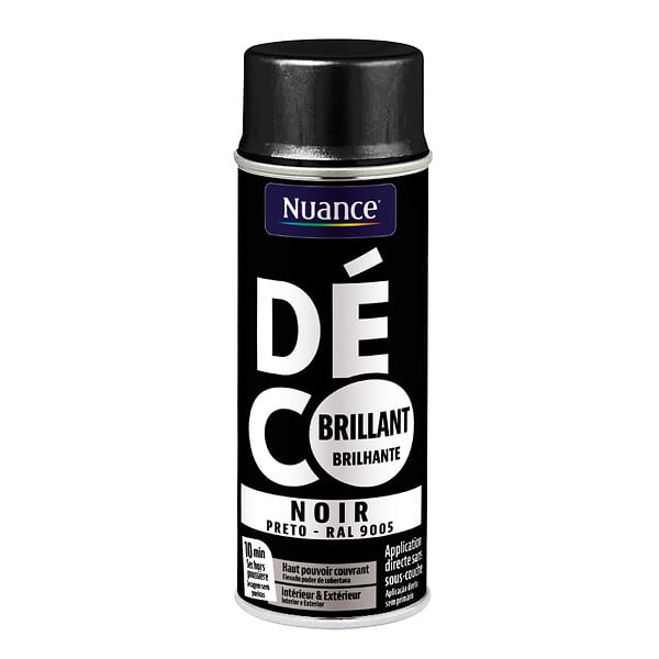NUANCE - Peinture aerosol - Noir - Brillant - 400ml - large