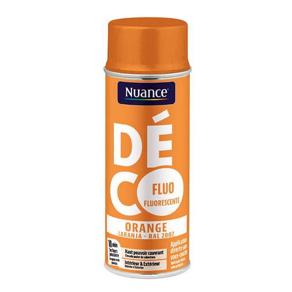 NUANCE - Peinture aerosol - Orange fluo - 400ml - large