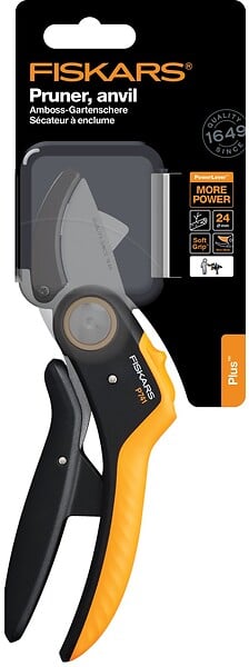 FISKARS - Secateur Plus PowerLever a Levier lame enclume 24mm coupe - large