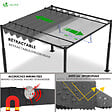 VOUNOT - Pergola retractable 3x3m en metal et toile Polyester haute densite 180g/m2 gris - vignette