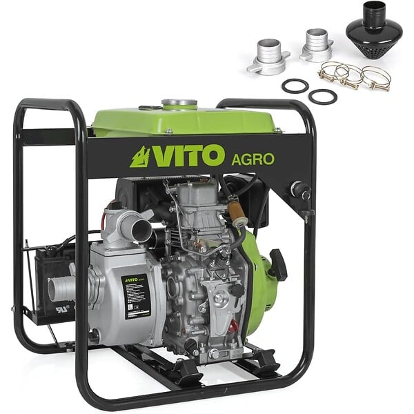 VITO - Pompe à eau Diesel 5 CV 246 Cm³ Raccord 50mm Démarrage électrique Cadre Acier VITO - large