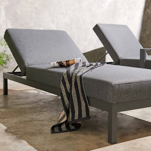 OVIALA - Lot de 2 bains de soleil inclinable en aluminium gris anthracite - Galapagos - large