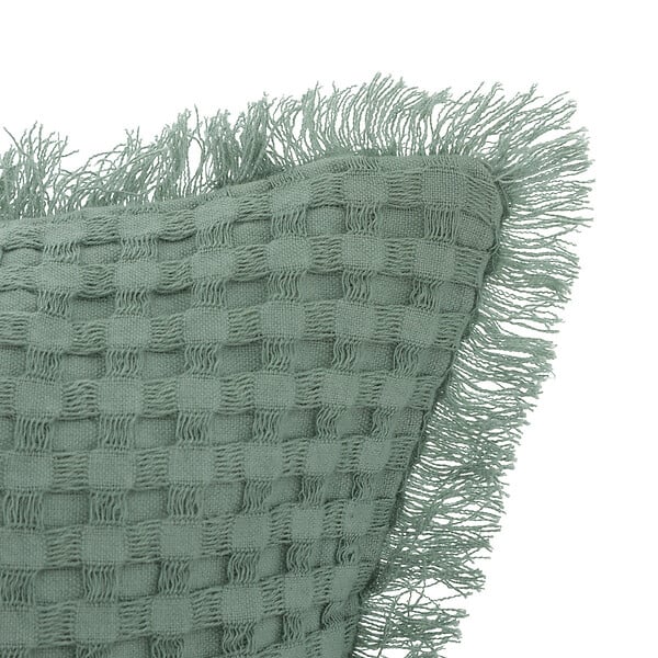 ATMOSPHERA - Coussin décoratif Vert Céladon nid d'abeille 30 x 50 cm - large