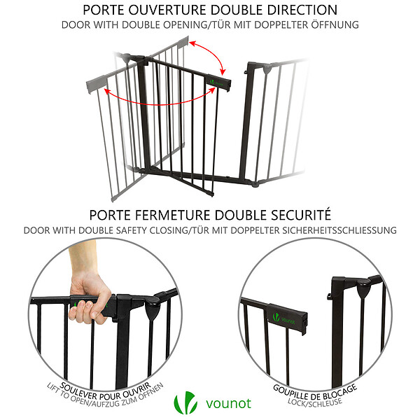 VOUNOT - Barriere de securite Grande Version 3.6M 6 Panneaux noire - large