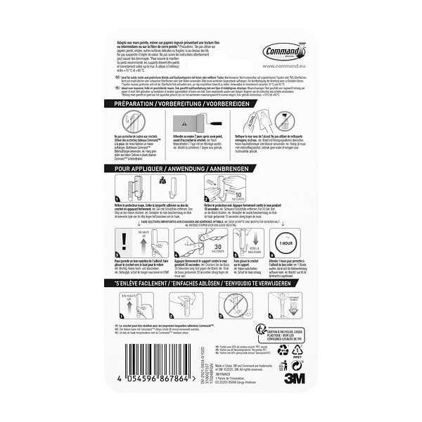 3M - Crochet métal noir Déco moyen modèle - large