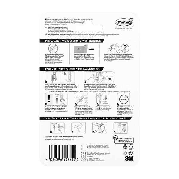 3M - Crochet métal noir Déco double grand modèle - large