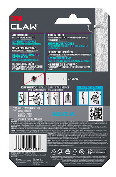 3M - Crochets pour tableaux spécial plaque de plâtre x4-7 kg - large