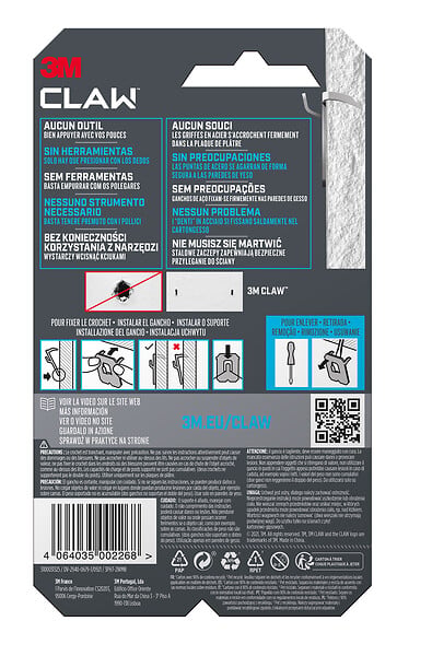 3M - Crochets pour tableaux spécial plaque de plâtre x2-7 kg - large