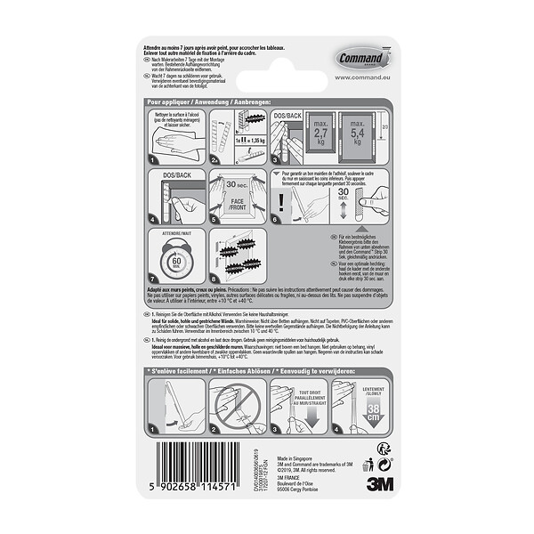3M - Lot de 24 Languettes de Fixation Tableaux Cadres fins Command - large