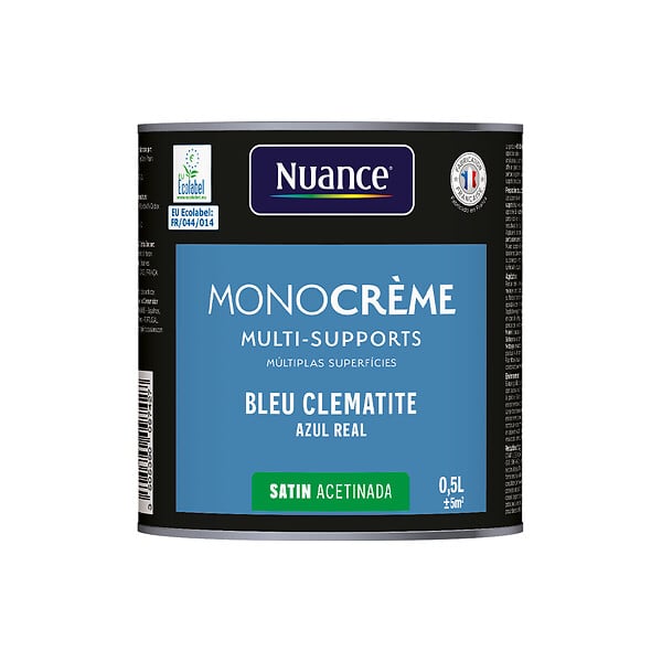 NUANCE - Peinture MonoCrème - Bleu clématite - Satin - 0.5L - large