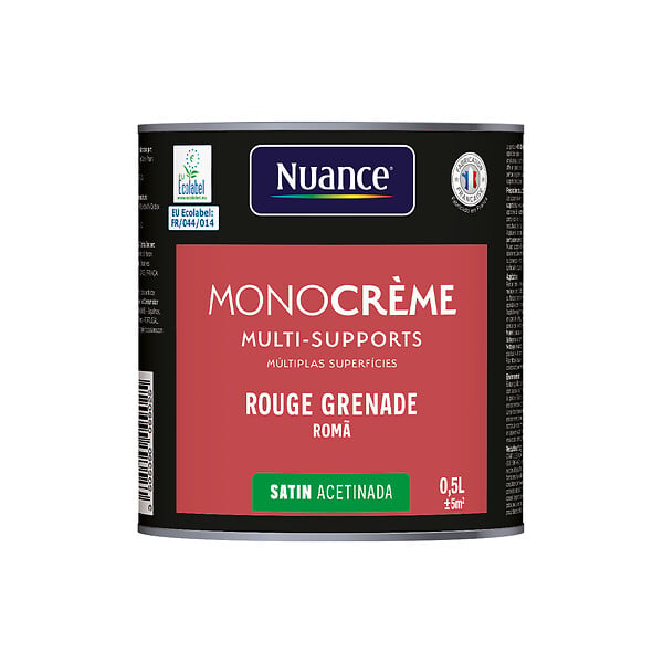 NUANCE - Peinture MonoCrème - Rouge grenade - Satin - 0.5L - large
