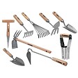 VITO - Kit 9 outils de jardin Manche bois Hêtre Inox et Fer forgés à la main VITO - vignette