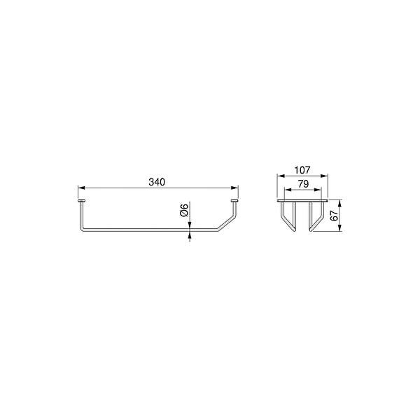 EMUCA - Porte-verres pour meubles Supra 1 rangée, longueur 340mm, Acier, Chromé - large