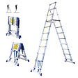 HOSTRÃ–M - Escabeau 11 marches telescopique EXTENDACT11, Echelle telescopique 3.2m+2.9m, escabeau pliable, Stabilisateur, H max travail 4.7m, Garantie 5 ans - vignette