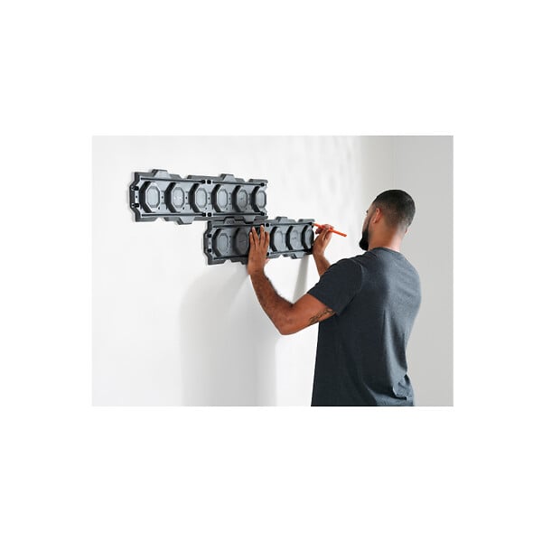 RYOBI - Pack RYOBI Système LINK 2 rails muraux - Étagère pour batteries 18V - 2 supports pour outils électroportatifs - large