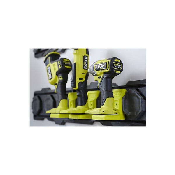RYOBI - Pack RYOBI Système LINK 2 rails muraux - Étagère pour batteries 18V - 2 supports pour outils électroportatifs - large