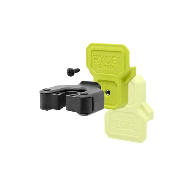 RYOBI - Pack RYOBI Système LINK 2 rails muraux - Pince réversible - Étagère pour produits de nettoyage - large