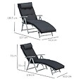 OUTSUNNY - Bain de soleil pliable transat inclinable 7 positions chaise longue grand confort avec matelas + accoudoirs métal époxy textilène polyester noir - vignette