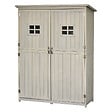 OUTSUNNY - Abri de jardin armoire de jardin remise pour outils sur pied dim. 128L x 50l x 164H cm 2 étagères 2 portes 2 fenêtres toit bitumé étanche bois massif sapin pré-huilé gris - vignette