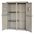 OUTSUNNY - Abri de jardin armoire de jardin remise pour outils sur pied dim. 128L x 50l x 164H cm 2 étagères 2 portes 2 fenêtres toit bitumé étanche bois massif sapin pré-huilé gris - vignette