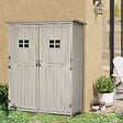 OUTSUNNY - Abri de jardin armoire de jardin remise pour outils sur pied dim. 128L x 50l x 164H cm 2 étagères 2 portes 2 fenêtres toit bitumé étanche bois massif sapin pré-huilé gris - vignette