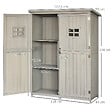 OUTSUNNY - Abri de jardin armoire de jardin remise pour outils sur pied dim. 128L x 50l x 164H cm 2 étagères 2 portes 2 fenêtres toit bitumé étanche bois massif sapin pré-huilé gris - vignette