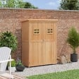 OUTSUNNY - Abri de jardin armoire de jardin remise pour outils sur pied dim. 128L x 50l x 164H cm 2 étagères 2 portes 2 fenêtres toit bitumé étanche bois massif sapin pré-huilé - vignette