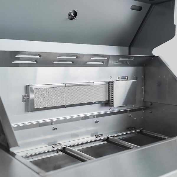 OVIALA - Meuble barbecue gaz 4 brûleurs et rôtissoire pour cuisine extérieure - large