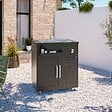 OVIALA - Meuble évier 2 portes pour cuisine extérieure noir - vignette