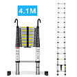 SECURY-T - Echelle télescopique aluminium 14 marches H 4,1M avec crochets démontables et barre stabilisatrice - vignette
