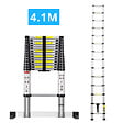 SECURY-T - Echelle télescopique aluminium 14 marches H 4,1m avec barre stabilisatrice - vignette