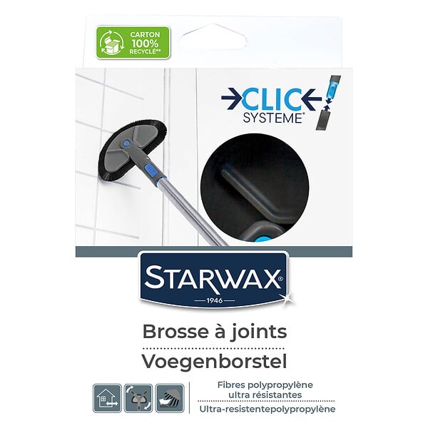 MY STARWAX - Brosse à joints Clic système - 2 positions mur et sol - large