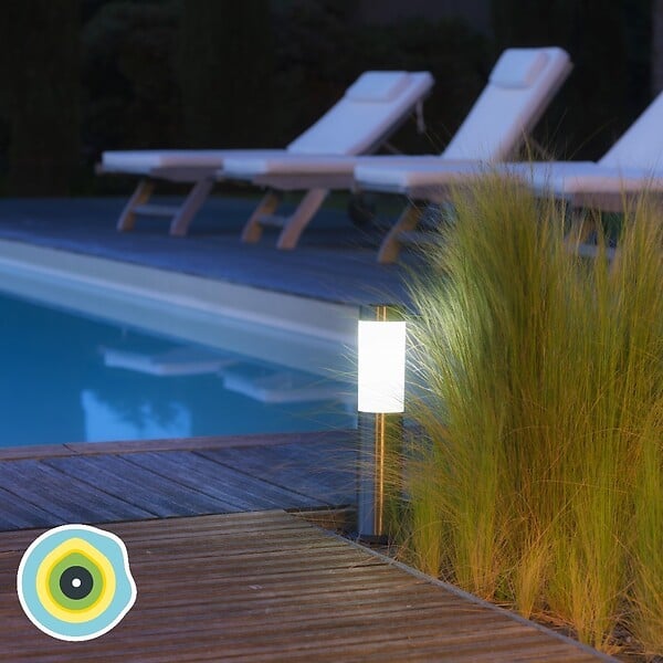 GARD&ROCK - Borne solaire inox Gard&Rock clipsable au sol - 3 LEDs - large