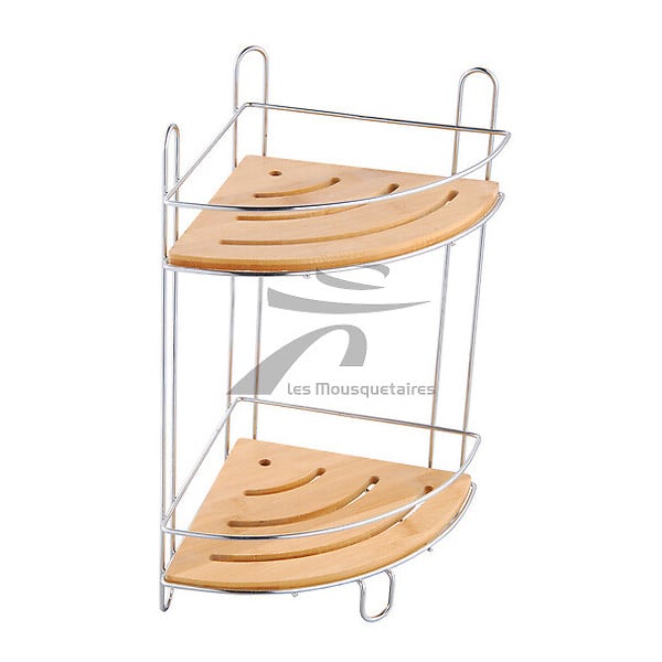 MSV - Serveur douche angle bambou chromé 2 niveaux - large