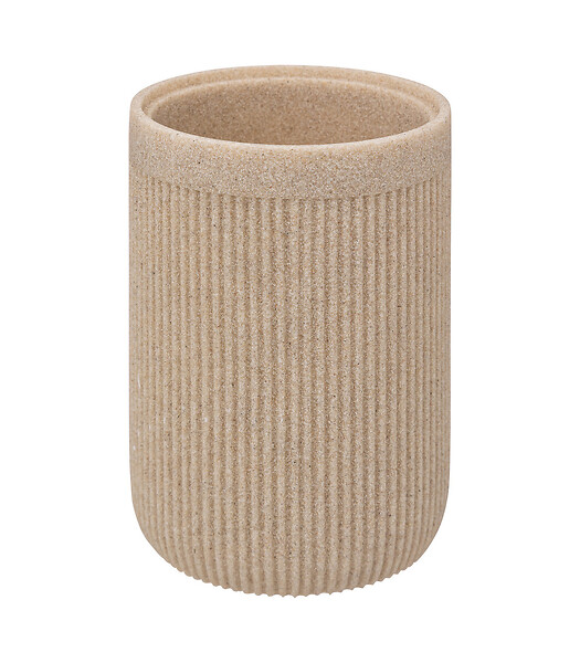 5 FIVE SIMPLY SMART - Brosse WC avec support en résine striée Beige Lin - large