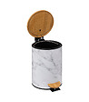 5 FIVE SIMPLY SMART - Poubelle en métal Blanc marbré et couvercle en bambou 3 L - vignette