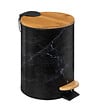 5 FIVE SIMPLY SMART - Poubelle en métal Noir marbré et couvercle en bambou 3 L - vignette