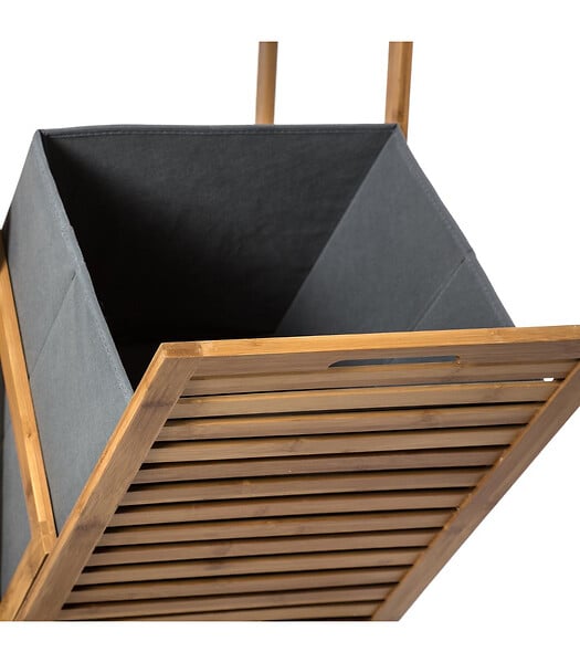 5 FIVE SIMPLY SMART - Meuble Étagère colonne avec panier à linge en Bambou H 118 cm - large