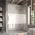 KASSANDRA - Paroi de douche fixe + Porte coulissante LUNA verre sérigraphié 160 cm Sans paroi latérale - vignette