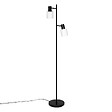 ATMOSPHERA - Lampadaire en métal Noir et 2 abat-jours en verre Blanc H 143 cm - vignette