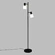 ATMOSPHERA - Lampadaire en métal Noir et 2 abat-jours en verre Blanc H 143 cm - vignette