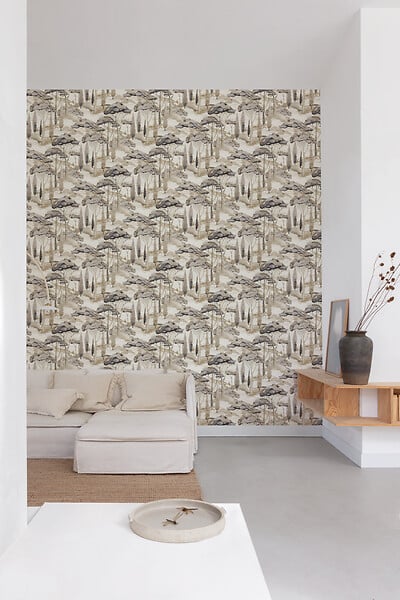 GRANDECO - Papier peint intissé Arcadia Canopy - Beige - L.1005xl.53cm - large
