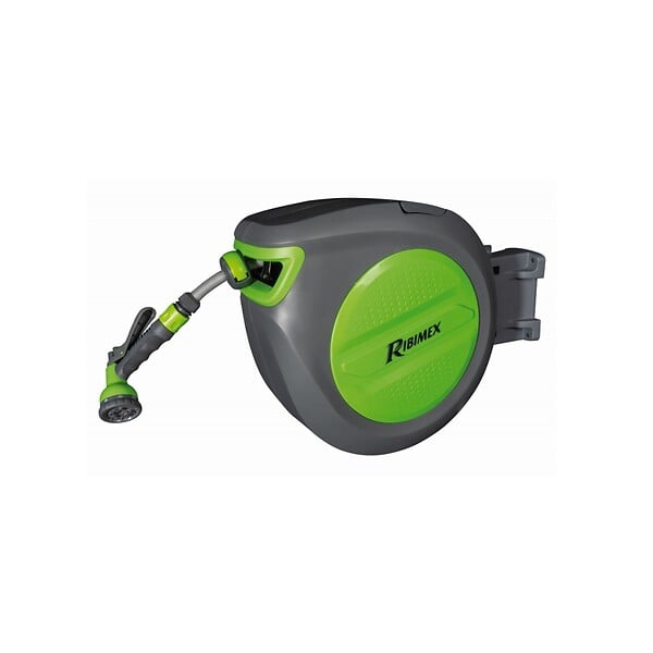 RIBIMEX - Dévidoir enrouleur d'arrosage Acquaroll20+ auto avec 20m de tuyau diamètre 15mm - large