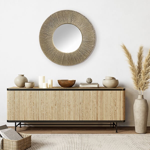DADA ART - Miroir rond en fil de coton - Naturel - Diam.64cm - large