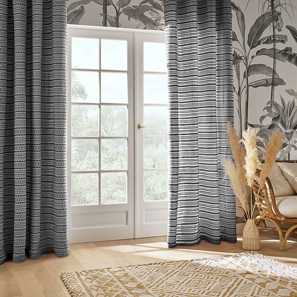 ATMOSPHERA - Rideau à œillets Jacquard Bleu Egéen 130 x 260 cm - large