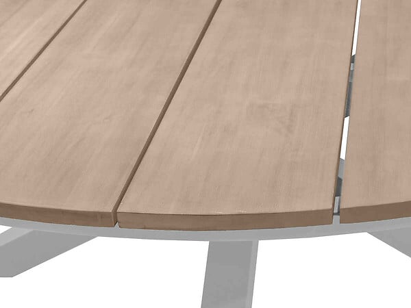 HESPERIDE - Table de jardin ronde alu/acacia Oriengo Blanc - 8 places - Hespéride - large