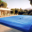 VOUNOT - Bache piscine rectangulaire double couche en Polyethylene 160 gr/m2 avec filet ecoulement 8x14m Bleue - vignette
