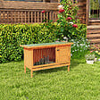 PAWHUT - Clapier sur pieds cage à lapin plateau excrément coulissant porte verrouillable fenêtre grillagée toit lino vert bois de sapin lasuré - vignette